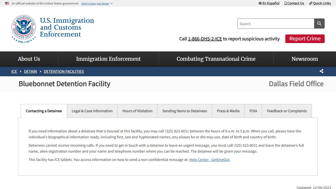 Bluebonnet Detention Facility | ICE